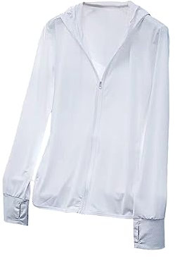 tuwiwol Coat Sun Protection Clothes Hoodie Sweatshirt Breathable Outdoor Jacket Sportswear UV-Resistant Summer Air Cycling, White, XXL