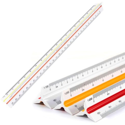 Maßstab Lineal, Kunststoff Dreikantmaßstab, Maßstab Lineal 30 cm Dreikantlineal Metrische Skalen 1:100 1:200 1:250 1:300 1:400 1:500