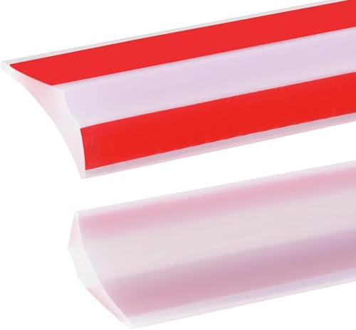 2M Bande d'étanchéité Silicone Pliable Barrage d'eau Seuil de Douche Joint Douche Barriere de Douche Retenue d'eau Anti Débordement pour Salle de Bain Cuisine,25x15mm Transparent(Deux Côtés Adhésifs)