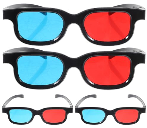 FOMIYES 4piezas Gafas De Plástico Rojo y Azul Gafas Para Películas Casa Compatibles Tv Proyector y Móvil Para Adultos y Fiestas