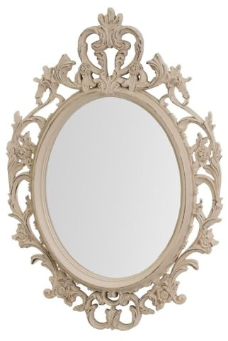 LOLAhome Espejo Cornucopia Ovalado Beige de plástico de 48x69 cm