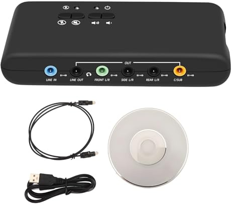Ouitble USB 7.1 Tarjeta de Sonido Externa 8 Canales 12Mbps USB Soundbox 32kHz/44kHz/48kHz Entrada de Micrófono Estéreo para la Computadora Portátil PC Computadora