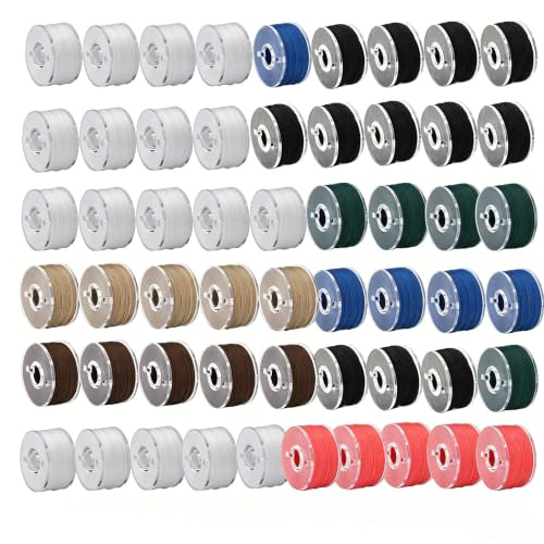 60Pcs Prewound Sewing Machine Bobbins, Assorted Color Thread Bobbins Universal Fit for Brother Singer Janome Kenmore Sewing Accessories