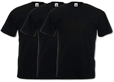 Fruit of the Loom Men's Valueweight Tee, 3 Pack Regular Fit Crew Neck Short Sleeve 3 T - Shirt, Black (Black 36), XXX-Large (Manufacturer Size:3XL)