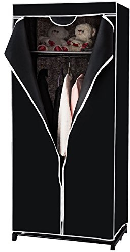 Giantex Armoire-Penderie en Tissu Vestiaire avec Housse Armoire-Dressing Noir/Brun/Gris Dimension 75x50x170CM (Noir)