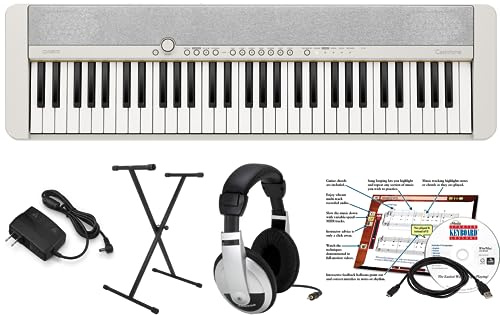 Casio CT-S1 Educational Pack with Stand and eMedia Instructional Software, AC Adapter and Headphones, White