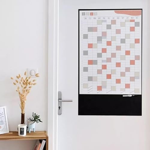 FERFLEX Planificateur annuel en terre cuite - Tableau magnétique - Tableau mémo - Élégant - 100 x 60 cm - Annuel