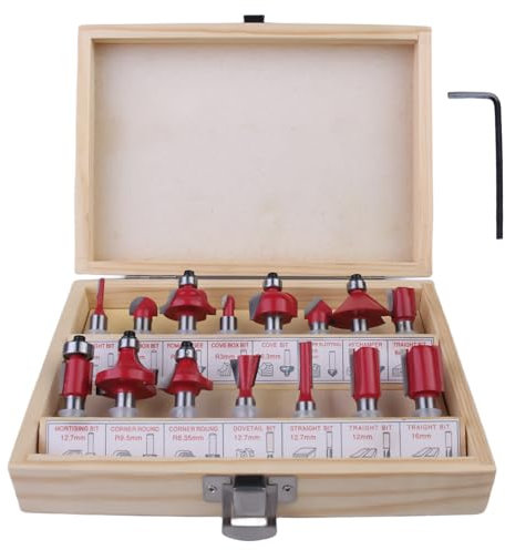 YIDM fresa per fresa superiore 8 mm - Set di utensili per lavorazione del legno con chiave inglese e accessori