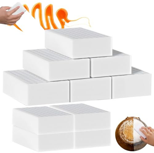 10Pack Magic Eraser Sponge for Cleaning, DDUP Durable Heavy Duty Non Scratch Melamine Sponge Foam Cleaning Pads for Kitchen Bathroom Walls Shoe Polish Car Cleaning,Mark Removal Stain Cleaner