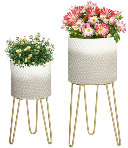 Outsunny 2er-Set Pflanzenständer, 52/67 cm hoch Blumenständer für Innen Außen, Blumenhocker aus Metall, Blumentopfständer für Wohnzimmer, Garten Balkon Deko, Grau