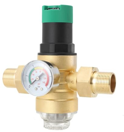TABODD Réducteur de pression d'eau 3/4 avec manomètre et filtre à tamis, régulateur de pression d'eau DN20 en laiton Vanne de réduction de pression Régulateur de pression d'eau pour maisons