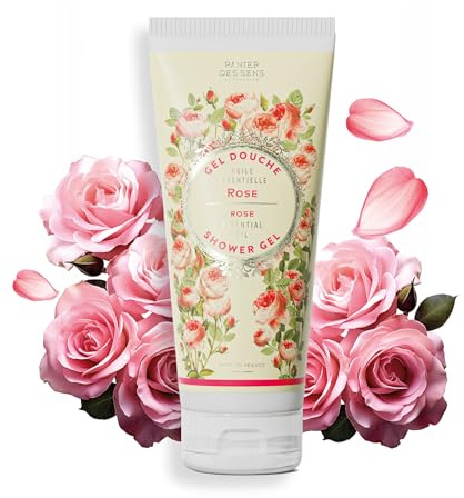 Panier des Sens - Rose Essential Oil Shower Gel - Body Wash for Women & Men - With Shea Oil - Moisturising Body Wash 96% Natural Ingredients - Vegan Shower Gel - 200 ml