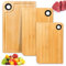 Set di 3 taglieri in legno, tagliere con scanalature, antiscivolo, lavabile in lavastoviglie, taglieri da campeggio, per carne, frutta, formaggio e verdura
