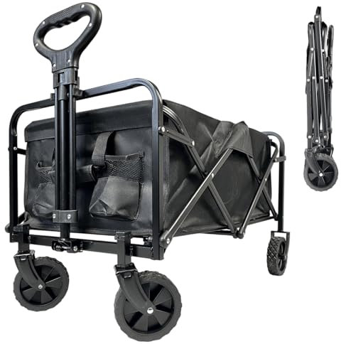 RYDR 70L Folding Trolley on Wheels, Portable Camping Cart, Collapsible Festival Wagon, Foldable Trolly for Outdoor | Garden | Picnic | Shopping | Beach | Fishing