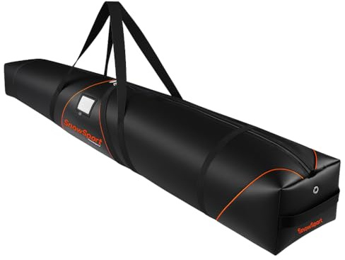 SNOWSPORT.PL Prestige PRO Double Ski Bag – Borsa da sci per 2 paia + bastoncini + accessori da sci IMBOTTITA – ideale per viaggi sciistici in aereo, autobus, treno, auto con cinghie di compressione e