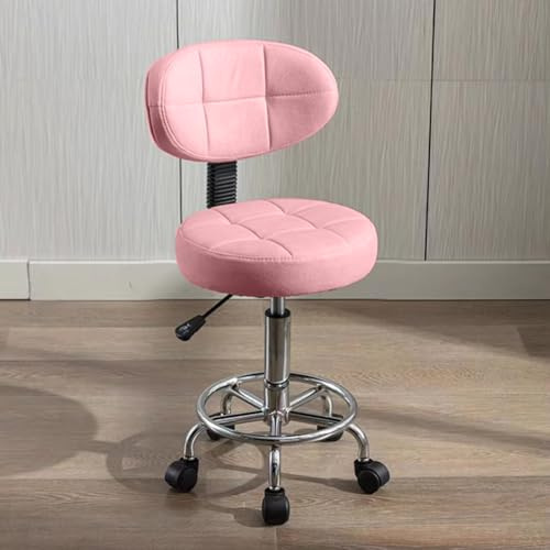 HDHNBA Modern Kontorsstol - Rullande Stol med Låg Rygg och Höjdjustering - Svängbar Arbetsstol med Fotstöd för Kontor,Hem,Salon eller Ritning(Rosa,Förpackning med 1 st)