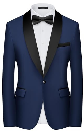 Men's Blazer Slim Fit Tuxedo Shawl Lapel One Button Suit Jacket Prom Dinner | Elegant formal dress jacket tailored for weddings, dinner dates, proms, party celebrations, and smart casual evening wear