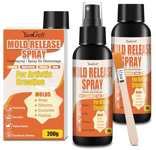 Spray Démoulage Silicone 200ml Résine Bougie Plâtre Savon Démoulage Facile | Base d'eau, sans odeur, séchage rapide, antiadhésif. Prolonge durée de vie. Convient aux moules silicone, plastique, métal.