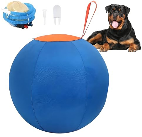 Herding Ball for Dogs,Giant Ball,Durable Inflatable Giant Dog Ball for Exercise,PVC Dog Ball Zippered Herding with Handle Strap & Polyester Cover Scratch Resistant Interactive Dog for Training (L)