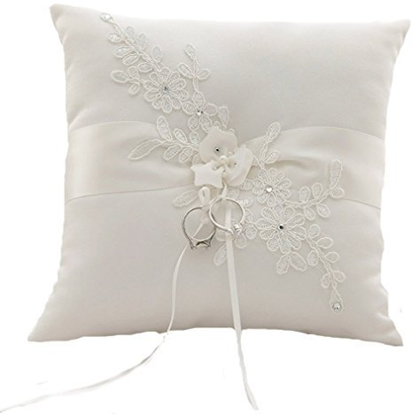 Unbekannt Ringkissen Ivory Elfenbein Hochzeitsaccessoires Kissen für Eheringe Ringe Hochzeit Accessoires