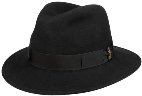 Borsalino Piemonte Traveller Wollhut Wollfilzhut Filzhut Damen/Herren - Made in Italy mit Ripsband, Ripsband Winter Herbst-Winter - 61 cm schwarz