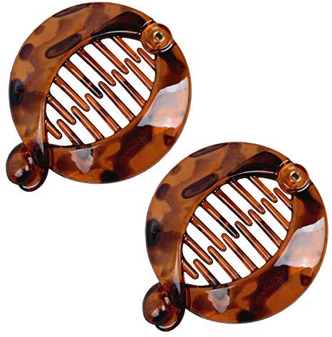 POFET Lot de 2 pinces bananes pour poisson - Peignes en queue de poisson - Pince banane pour cheveux épais - Noir, blanc, marron - Petite taille - 6,5 cm - Pour femmes et filles