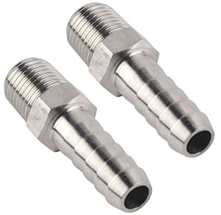 Connettore rapido portagomma 2 pezzi 1/4 pollici, raccordi per tubo aria in acciaio inossidabile, connettore filettato maschio BSPT + raccordo rapido giunto portagomma(BSPT1/4-10mm)