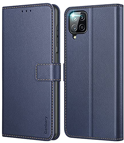 Ganbary Coque pour Samsung Galaxy A12 / M12, [Housse en Cuir PU Premium] [Etui à Rabat] [Pochette de Portefeuille], Étui de Protection pour Samsung Galaxy A12 / M12 - Bleu