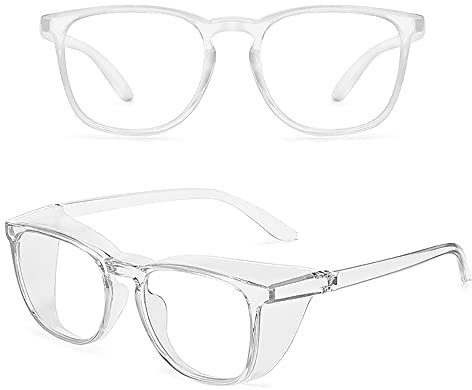 NICEADA Square Safety Glasses, Anti Fog Eye Protection Goggles, Blue Light Blocking Eye Protection Glasses for Women Men (Clear)