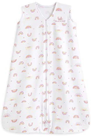 Halo Baby Schlafsack | 0,5 Tog Sleepsack | 100% Baumwolle, Sonnenscheinregenbogen für Neugeborene | Einfacher Zip -Zugriff von Windelwechsel | Lullaby Trust Partners, Unisex, Boys & Girls, 0-6 Monate