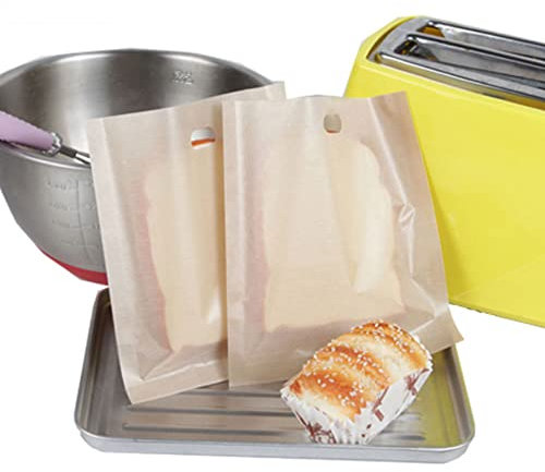 AWAVM 10 bolsas de tostadora reutilizables antiadherentes lavables, 3 bolsas de pan de diferentes tamaños para microondas, sándwiches tostados, bolsas de pan panini para desayuno