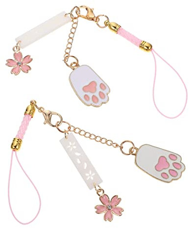 Gatuida Handyanhänger Perlen: 2 Stück Handykette Kurz Handgelenk Handykette Perlen Handy Anhaenger Süß Schlüsselband Handschlaufe mit Kristall Blumen