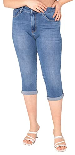 Lusty Chic Donna Capri Vita Alta Taglie Forti Jeans (XXL, Blu)