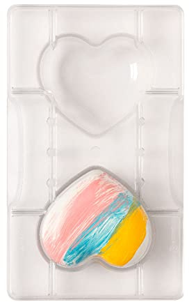 Decora 0050074 Stampo Professionale Cioccolatino a Forma di Cuore con Base Grande, Policarbonato, 2 Cavità, 75 X 25 mm, Ideale per Realizzare Cioccolatini Lucidi, Design Professionale, Made in Italy