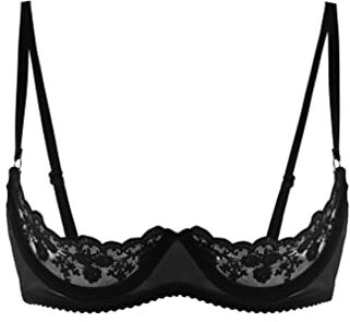 ranrann Elegante Reggiseni Aperto da Donna Bra Sexy in Pizzo Floreale Bralette Reggiseno Comodo Senza Imbottitura Lingerie Erotico con Spalline Regolabile Underwear Nero G L