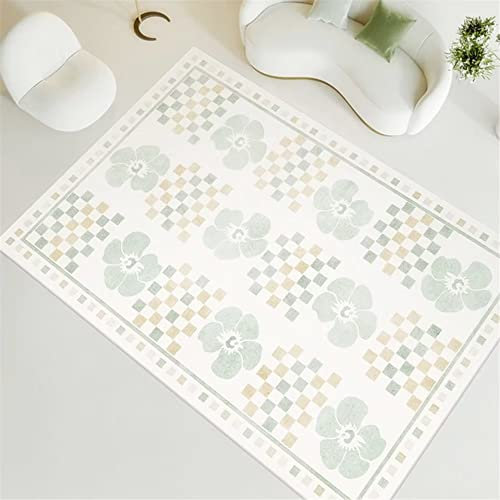 Couchtisch Kinderteppich Mädchen Langlebiger Teppich Für Das Wohnzimmer Hellblau Minimalist Isches Blumen Muster Schlafzimmer 40X60Cm Teppich Lang Blau