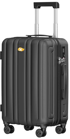 MGOB Koffer Handgepäck Trolley Polycarbonat Hartschalen Reisekoffer mit TSA-Schloss (Schwarz, S)