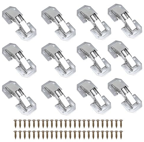 Floatdream 12Stück Türscharniere für Holztüren, Schrankscharniere, 90Grad Aufschraubscharnier, mit Feder, Für Schranktüren, Holztüren, Drehtüren und Fenster