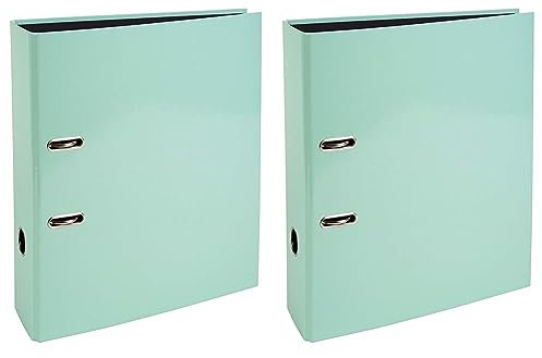 Exacompta 53568E Prem´Touch Aquarel-Ordner. Made in Germany. 8 cm breit DIN A4 Pastell-Grün Ringordner Aktenordner Briefordner Büroordner Plastikordner Schlitzordner Motivordner (Packung mit 2)