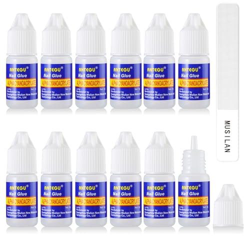 MUSILAN Nagelkleber für tips - 12 Stück Professionelle Nagelkleber für Kunstnägel Extra Stark Nail Glue für Acrylnägel, Paste Strasssteine, Edelsteine, Schmuck, für Reparatur von eingerissen nägel