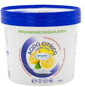 Acido Citrico Puro Multiuso Naturale: Detergente, Anticalcare, Disincrostante Lavatrice & Ammorbidente - 100% Origine Naturale, 500g