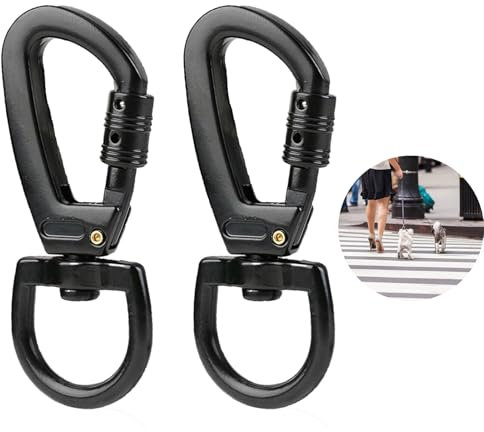 Karabinerhaken mit Drehgelenk, Twist Locking Karabiner Clips, 2 Stück Karabinerhaken für Klettern, Schwerlast Schraubkarabiner für Hängematten, Camping, Schlüsselbund, Sichere Hunde (2 Pcs)