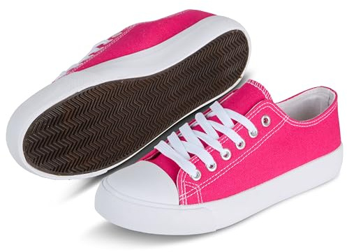hello basics Canvas Shoes for Women Casual Low Top Women's Fashion Sneakers for Women (Pink, 8)