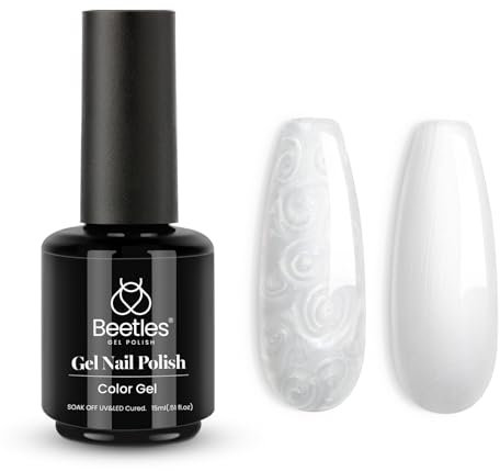 Beetles UV Gel Nagellack Weiß - 15ml perl Weiß Perlmuttartig Muschelschimmer Meerjungfrau Nagellack UV LED Maniküre Heimwerken Gel Nagelkunst Design für Nfänger Nail Art Maniküre DIY