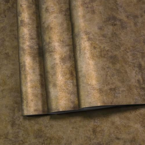 BAYYA Copper Wall Paper Peel and Stick Modern Removable Concrete Wallpaper Gold/Brown/Grey Industrial Wallpaper 16x118 Rust Vintage Metallic Contact Paper for Bedroom Bathroom Living Room Wall