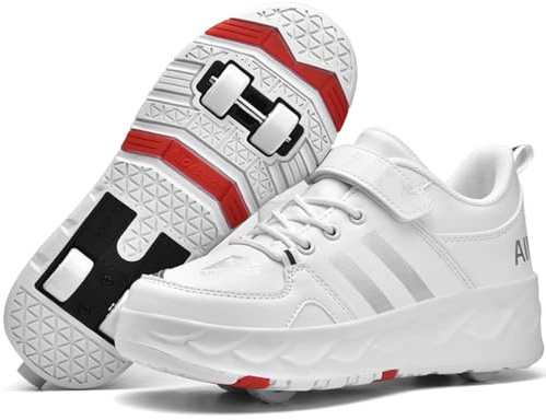 WOWEI Schuhe mit Rollen für Jungen Mädchen Skateboardschuhe Sportschuhe Rollschuhe Kinder Erwachsene 2-in-1-Multifunktionsrollschuhe Sneakers Mit Rollen Outdoorschuhe (BZX-CK9, 43)