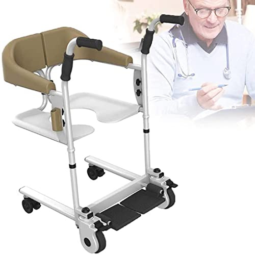 Sedia da trasferimento per pazienti, sollevatore portatile per trasporto domestico, sollevatore portatile con seduta divisa a 180°, vasca da bagno comoda da comodino, sollevatore manuale per
