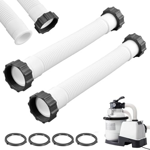 Taicols 2 tubi universali per piscina da 40 cm, per piscine fuori terra, pompa filtro con dadi, tubi per piscina con diametro di 3,8 cm, per piscine fuori terra, pompe filtranti