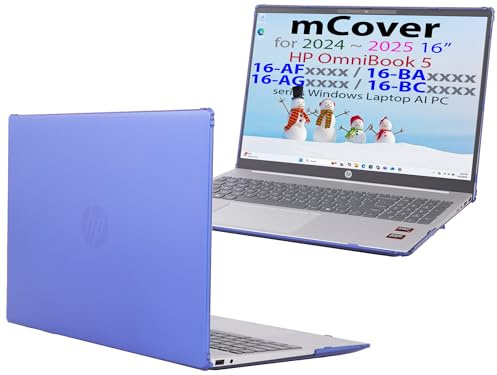 mCover Case ONLY Compatible for 16” 2024+ HP OmniBook 5 16-AF / 16-AG / 16-BAxxxx / 16-BCxxxx and Pavilion 16-AF / 16-AG0000 Series Windows AI Notebook PC (NOT Fitting Other HP Models)- Blue