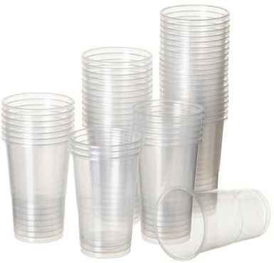 Pack de 200 Vasos de Plástico de 350 ml. Vasos Reutilizables de Polipropileno Transparente. Ideales para Fiestas, Eventos, Caterings y Oficinas
